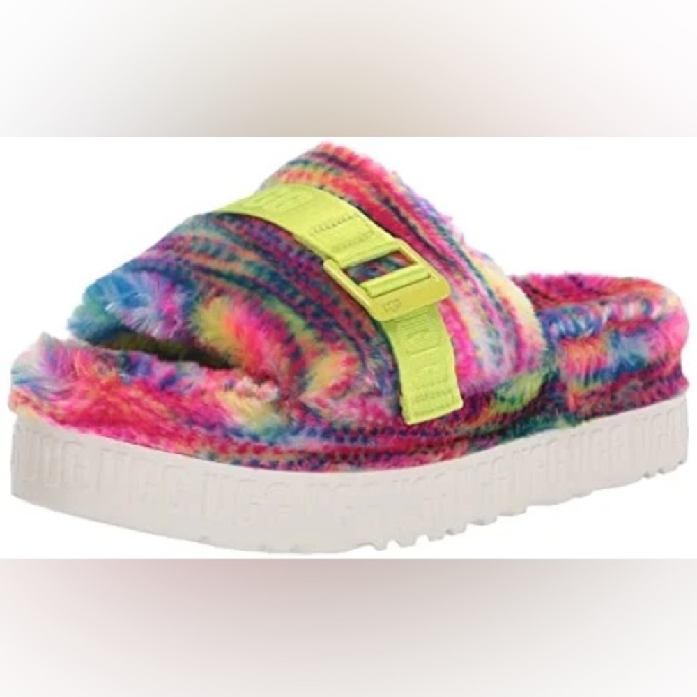 UGG Women's FLUFFITA Pixelate Slipper, Pixelate White